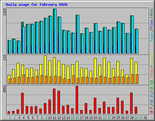 Daily usage for February 2020