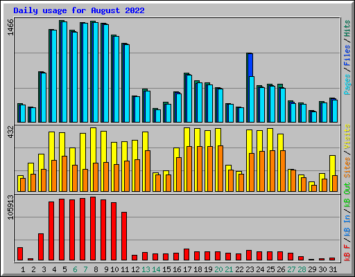 Daily usage for August 2022