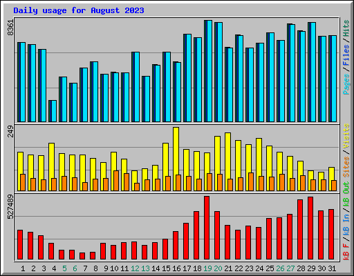 Daily usage for August 2023