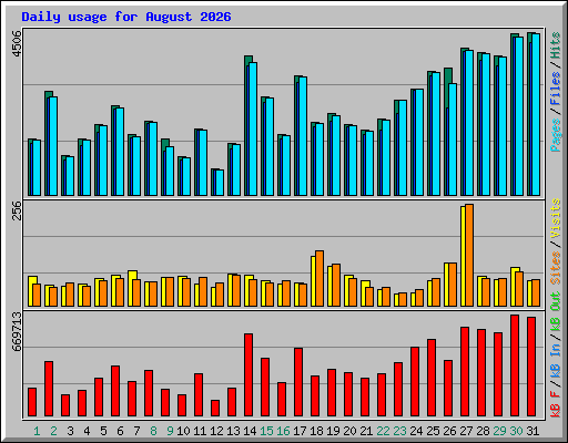 Daily usage for August 2026