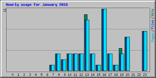 Hourly usage for January 2016
