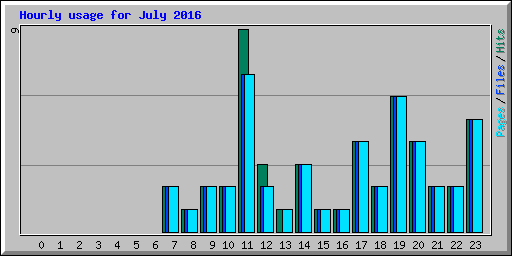 Hourly usage for July 2016