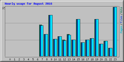 Hourly usage for August 2016