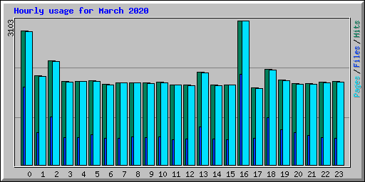 Hourly usage for March 2020