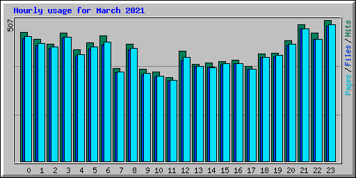 Hourly usage for March 2021